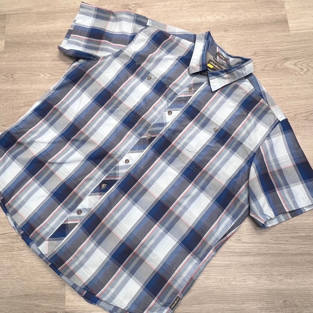 Eddie Bauer Mens 2XL Classic Fit Short Sleeve Plaid Button Up Shirt 11824103